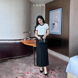 Elegante Falda Midi de Cintura Alta para Mujer, Falda de Oficina Minimalista en Línea A, Falda de Moda Estilo Coreano para Mujer, Fabricante de Faldas - Product Image 3