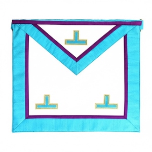Delantal de Maestro Adepto de la Francmasonería 3 Taus. 39x33cm Memphis-Misraïm, Regalia de Cuero Premium Bordada a Mano, Azul, para Ceremonia de Logia A - Product Image 3