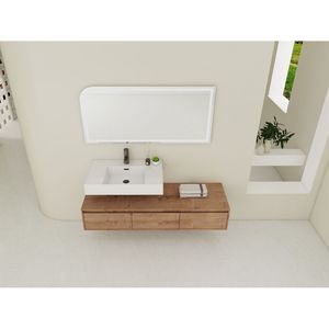 60-Inch <b>Wall</b> Mounted Bathroom Vanity with Resin Sink Soft-Close Drawer <b>Float</b> Mounting Design - Product Image 6