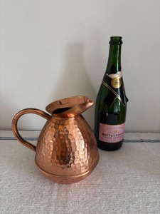 Vintage Hammered Copper Pitcher Solid Color Metal Water <b>Jug</b> For <b>Drinks</b> Party Use Durable Design 6-6.9in Height - Product Image 5