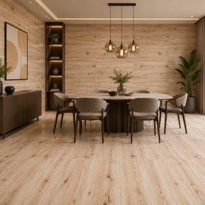 Baldosas de Porcelana Esmaltada Beige Dakota, 60x120 cm, Acabado Mate, Imitación Madera Rústica, para Interiores, Sala de Estar - Product Image 5