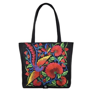 Soft <b>Canvas</b> Dot Pattern Extra Large Logo Tote for Ladies Eco-Friendly Cotton Finish Embroidered Portable Shape Polyester Lining - Product Image 1