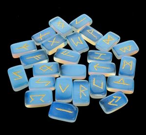 Juego de Piedras Rúnicas de Opalita Azul, Forma Rectangular Pulida, Símbolos Futhark Grabados, Juego de Cristales Coleccionables Artísticos - Product Image 5