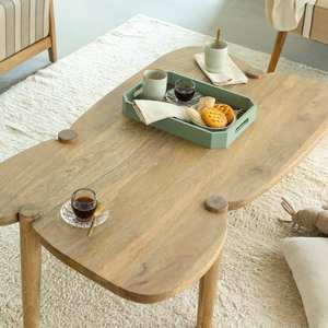 Mesa de centro Vandana Aston Terra de madera de mango con diseño de ondas - Product Image 5