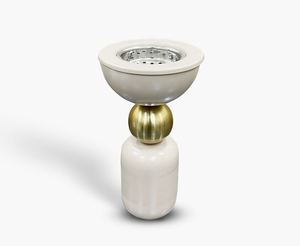 Brûleur d'encens rond en marbre Bakhoor, Mabkhara moderne, brûleur d'Oud, décoration de maison arabe de luxe - Product Image 1