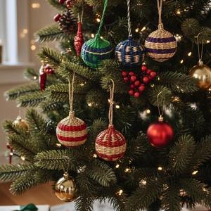 Ornements de Noël faits à la main de haute qualité en rotin tressé, style européen, pour la décoration de la maison et des fêtes - Product Image 1