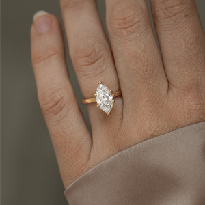 Anillo de Diamante Cultivado en Laboratorio con Certificado IGI, Corte Marquesa de 1-5 Quilates, Solitario Tulipán, Oro Sólido de 18K/14K/10K, Plata 925, Aniversario de Bodas - Product Image 6