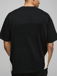 High Quality Men Summer Casual Two-Piece <b>Set</b> Black White Cotton T-Shirt Shorts Crew Neck Print Breathable Custom Logo Front - Product Image 3