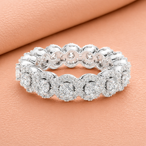 Anillo de Eternidad con Diamante Cultivado en Laboratorio Royal Halo, Certificado por IGI, en Oro Amarillo/Blanco/Rosa, Anillo de Lujo para Novia o Aniversario - Product Image 2