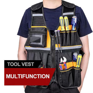 Gilet de travail personnalisé pour homme 2026, noir et jaune, multi-poches, respirant, en tissu Oxford, pour l'extérieur en été - Product Image 3