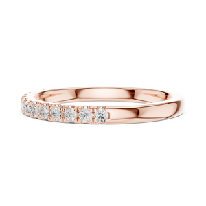 Anillo de media eternidad con diamantes de moissanita de corte redondo en plata de ley chapada en oro rosa, apilable, para mujer. - Product Image 2