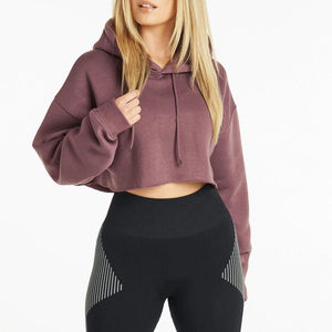 HAMIO SPORTS Nouvelle Arrivée Sweat à Capuche Court Femme 100% Coton Haute Qualité Manches Longues Décontracté Été Logo Avant Doublé - Product Image 1