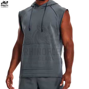 Débardeurs à capuche unisexe en tissu respirant pour la gym, coupe oversize, prix de gros, best-seller - Product Image 6