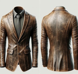 Veste en cuir et fourrure de haute qualité, élégante et stylée pour hommes - Product Image 5