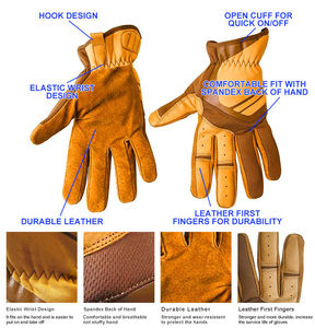 Fabricants directs d'usine, gants de travail en cuir de qualité supérieure, couleurs et designs demandés par les clients, gants de travail en cuir résistants. - Product Image 2