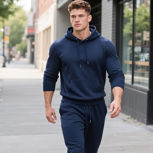 Mens Cotton Gym Tracksuit Outfit <b>Set</b> Hooded Sweatshirt and Jogger Pants Casual Daily Fashion Wear - Product Image 5
