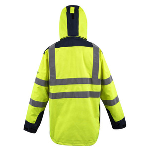 Veste de sécurité haute visibilité en polyester imperméable et respirante, vêtements de travail avec détails réfléchissants, construction durable pour le travail - Product Image 5
