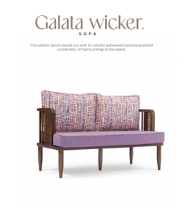 Modern Wicker <b>Sofa</b> Booth Upholstered Lounge Bench with Cushioned Seat <b>Foam</b> Filled Padded Arm for Living Room Cafe Restaurant - Product Image 1