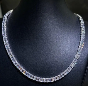 Collar de tenis de lujo con moissanita y diamantes VVS, estilo hip hop, cadena de oro blanco brillante - Product Image 4