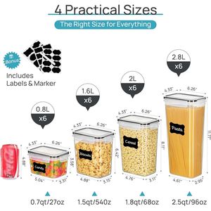 24-Piece BPA-Free <b>Plastic</b> <b>Kitchen</b> Canister Set for Cereal Flour Sugar & Dry Food Storage with 24 Labels - Product Image 2