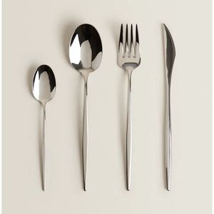 Juego de Cubiertos de Acero Inoxidable Negro y Dorado de Lujo, Juego de Cubiertos Modernos, Cuchara, Tenedor, Cuchillo, Juego de Vajilla para Mesa de Comedor - Product Image 2