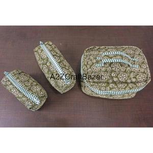 กระเป๋าเครื่องสำอางแบบพกพา ชุดอุปกรณ์แต่งหน้าทำมือลายทาง ผ้าฝ้ายแท้รักษ์โลก สินค้ามาใหม่ ขายส่ง - Product Image 3