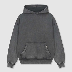 Sweat à capuche zippé pour homme, coupe oversize et carrée, en molleton 100% coton épais, uni, effet vieilli, pour l'hiver - Product Image 5