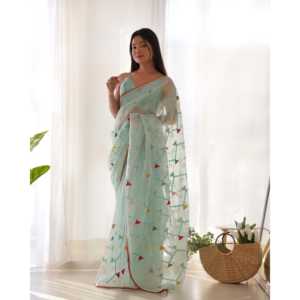 Saree de créateur élégant avec fil et broderie de séquence Collection de robes élégantes - Product Image 5