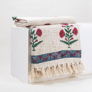 Luxury Cotton Handmade Printed Sofa <b>Throw</b> Blanket Cozy Organic Printed Sofa Cover Decorative <b>Throw</b> - Product Image 5