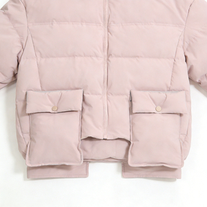 New Women's 90% Duck Woven Zipper Breathable Windproof Thick Short Puffer Hooded Winter Coat Casual Loose Pockets Hat - Product Image 5