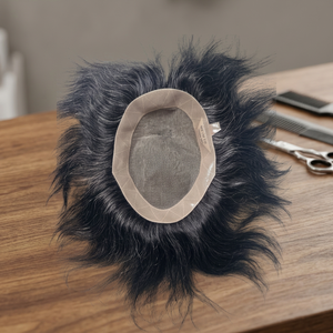 Prothèse capillaire en dentelle à base de cheveux humains, Remy indiens, lisses, design central, base mono, nœuds invisibles, densité 100% - Product Image 4