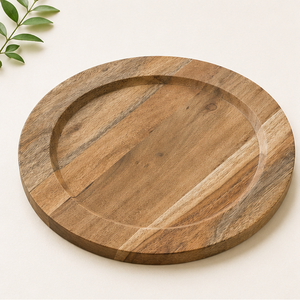 Assiettes de présentation en bois d'acacia naturel écologique, faites à la main, modernes, 100 pièces, taille personnalisée, pour mariages, hôtels de luxe, fêtes - Product Image 1