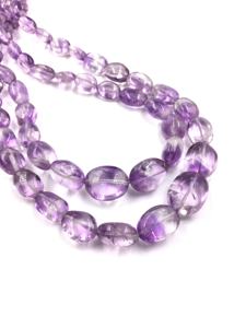 Cuentas ovaladas lisas de amatista natural para la elaboración de joyería fina, collar de piedras preciosas - Product Image 6