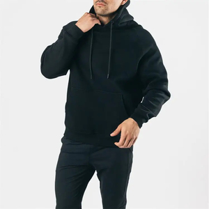 Wholesale Men's 100% Cotton French Terry Hoodie Customized Logo Loose Fitting Thick Pullover <b>Sweatshirt</b> Hot Sale for Winter - Product Image 2