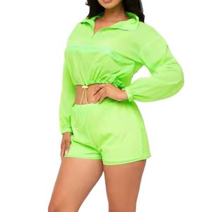 Conjunto de Pantalones Cortos y Chaqueta Cortavientos para Mujer, Estilo Urbano, con Cierre Frontal, Conjunto de 2 Piezas Personalizable, 2026 - Product Image 3