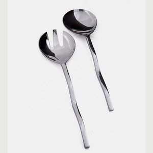 Metal Decorative Tableware Set Elegant <b>Gold</b> <b>Mirror</b> Polished <b>Long</b> Round Handle Salad Serving Set Spoon Stainless Steel Custom - Product Image 3