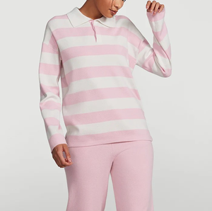 Polo de rugby vintage personnalisé pour femme, rayures cousues, blocs de couleur, polo de sport contrastant, grande taille pour femme - Product Image 3