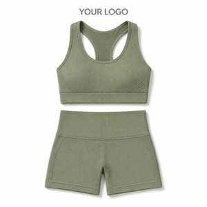 Low Price WOMEN'S 2 PIECE ACTIVEWEAR SET SPORTS BRA HIGH WAIST BIKER SHORTS GYM YOGA FITNESS WORKOUT <b>CLOTHING</b> OEM WHOLESALE - Product Image 5