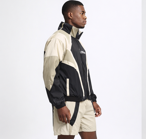 Custom Logo Color Block Windbreaker Shorts <b>Set</b> Lightweight Windbreaker Two Piece Jacket And Shorts Windbreaker <b>Set</b> - Product Image 2