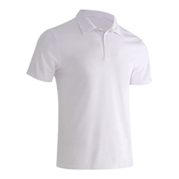 Polo de Algodón Piqué Blanco de Manga Corta para Hombre, Corte Regular Informal, Transpirable, Diseño Sólido de Punto