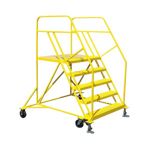 Heavy Duty 3 <b>Step</b> Mobile Ladder with Non-skid Platform Warehouse Safety <b>Stool</b> Vietnam Factory ISO Certified Quality OEM - Product Image 2