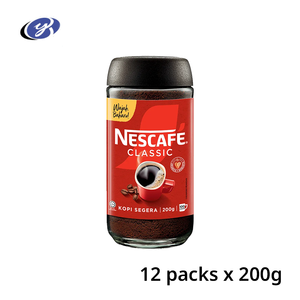 Excellent pot de café instantané noir <span class=keywords><strong>soluble</strong></span> Nescafé Classic 12x200g, pur et signature, en pot de verre, idéal pour la restauration et les bureaux. - Product Image 1