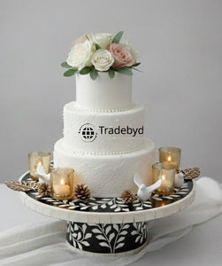 ฐานวางเค้กฝังกระดูกทำมือสุดหรู ของตกแต่งโต๊ะสวยงาม Tradebyd - Product Image 1
