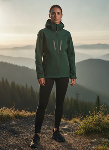 Veste softshell imperméable à capuche verte pour homme avec fermeture éclair, vêtements d'hiver décontractés - Product Image 5