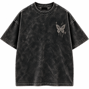 Camisetas de Diseño para Hombre, Estilo Urbano, 100% Algodón, Lavado Ácido, Diseño Personalizado, Corte Holgado, Cuello Redondo, Secado Rápido, Transpirable, Satinado - Product Image 1