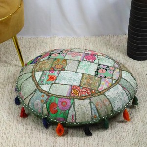 Handmade Embroidered Patchwork <b>Floor</b> Cushion <b>Cover</b> - Product Image 2