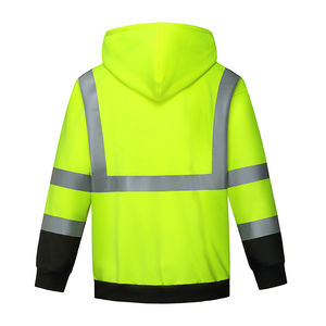 Vêtements de travail de sécurité imperméables en polaire 100% polyester, vêtements de travail de chantier verts, sweat à capuche réfléchissant personnalisé avec LED, design OEM, norme ANSI - Product Image 3