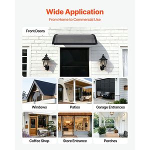 Tettoia per Porta d'Ingresso Esterna 30 X 39 Pollici con Staffa in ABS e Drenaggio per Protezione da Pioggia, Neve e Sole - Product Image 6