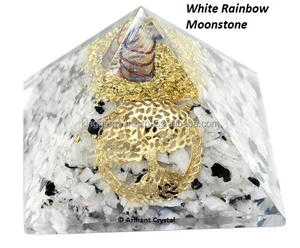 Vente en gros naturel arc-en-ciel pierre de lune Orgone pyramide sculptée pierre précieuse arbre vie Reiki guérison décor à la maison Feng Shui Style amour - Product Image 3