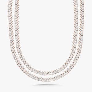 Collier tennis double rangée de diamants de laboratoire en or massif 10K 14K, 30 pouces, 35,56 carats au total, collier statement, vente en gros, usine de bijoux - Product Image 5